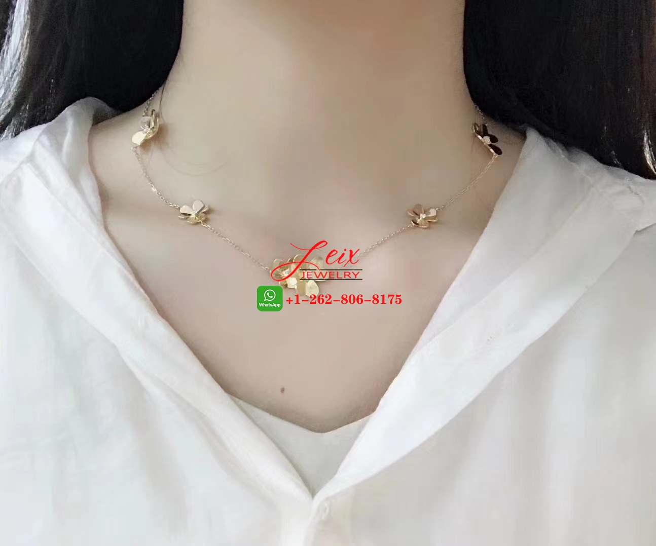 Van Cleef & Arpels Frivole 18k Yellow Gold Diamond 9 Flowers Necklace (4) Van Cleef & Arpels Frivole 18k Yellow Gold Diamond 9 Flowers Necklace