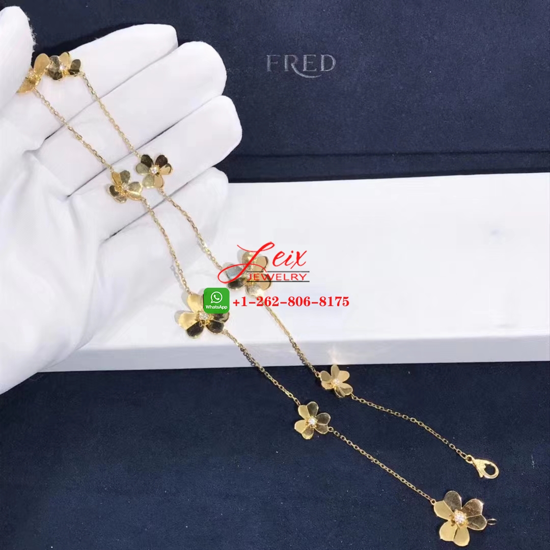 Van Cleef & Arpels Frivole 18k Yellow Gold Diamond 9 Flowers Necklace (5) Van Cleef & Arpels Frivole 18k Yellow Gold Diamond 9 Flowers Necklace