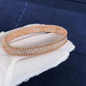 Van Cleef & Arpels Perlée Diamonds 18k Rose Gold 3 Rows Bracelet