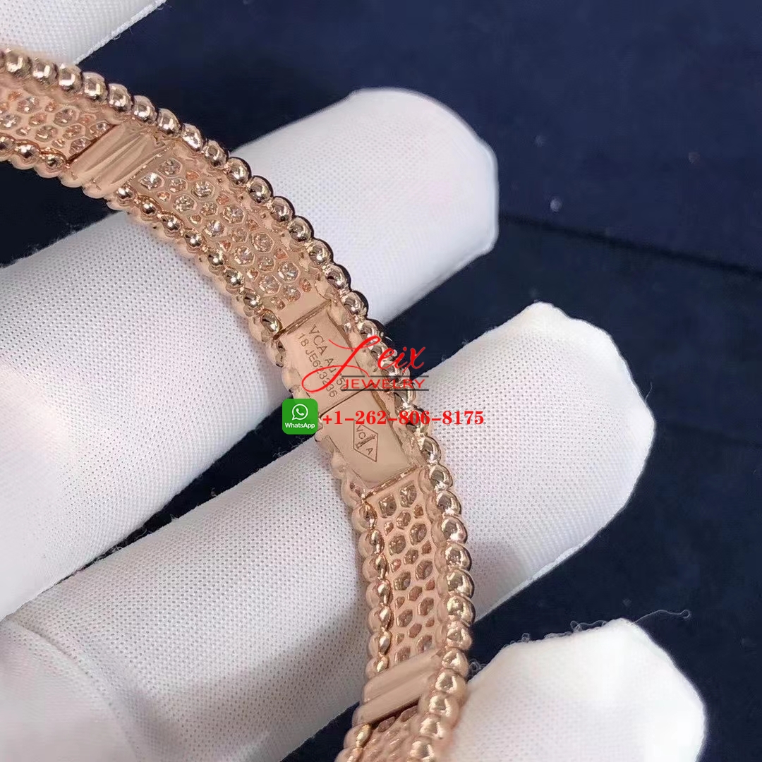 Van Cleef & Arpels Perlée Diamonds 18k Rose Gold 3 Rows Bracelet (4) Van Cleef & Arpels Perlée Diamonds 18k Rose Gold 3 Rows Bracelet