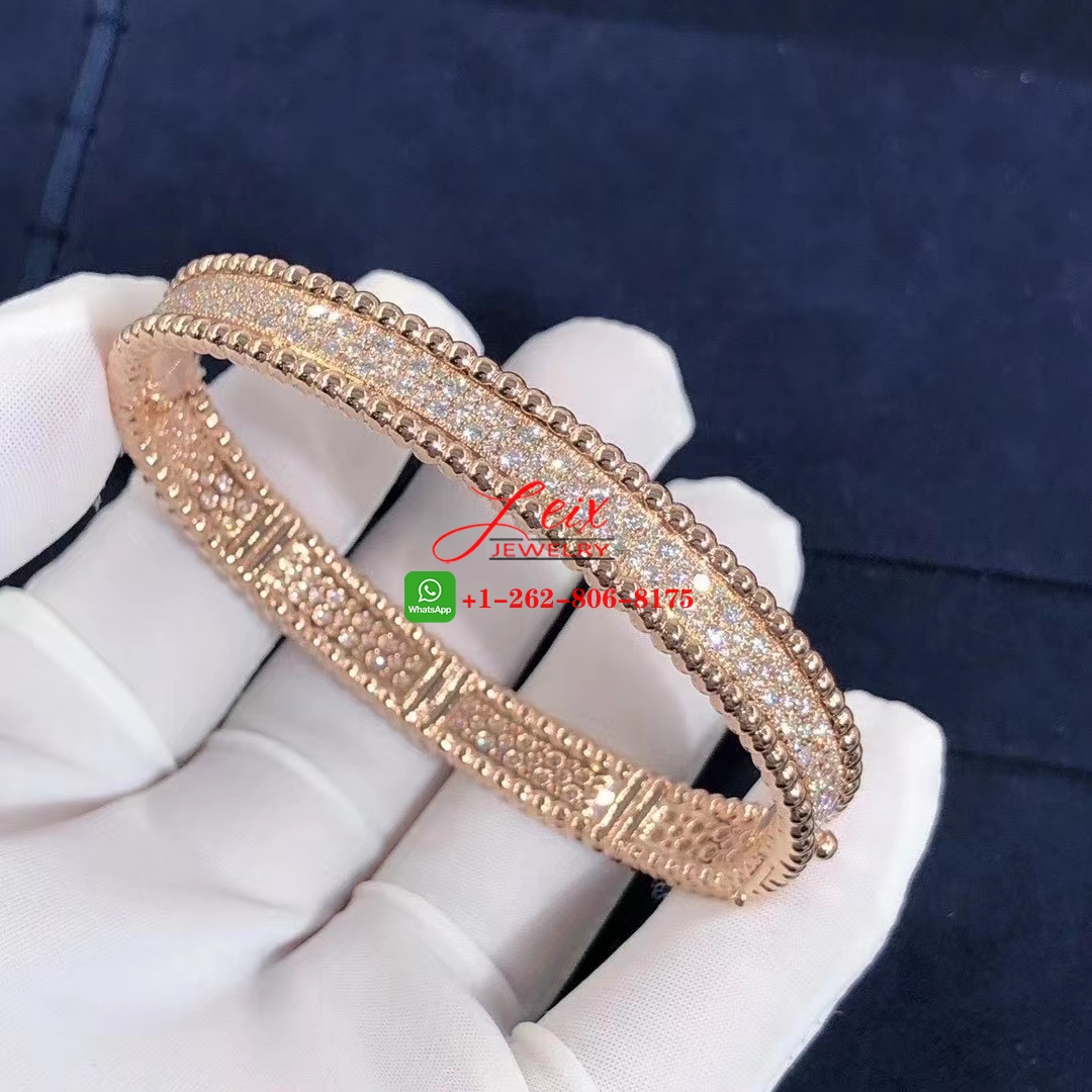Van Cleef & Arpels Perlée Diamonds 18k Rose Gold 3 Rows Bracelet (5) Van Cleef & Arpels Perlée Diamonds 18k Rose Gold 3 Rows Bracelet