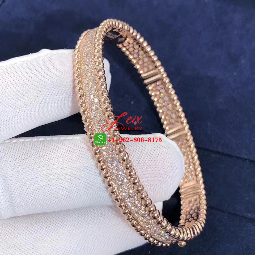 Van Cleef & Arpels Perlée Diamonds 18k Rose Gold 3 Rows Bracelet (6) Van Cleef & Arpels Perlée Diamonds 18k Rose Gold 3 Rows Bracelet