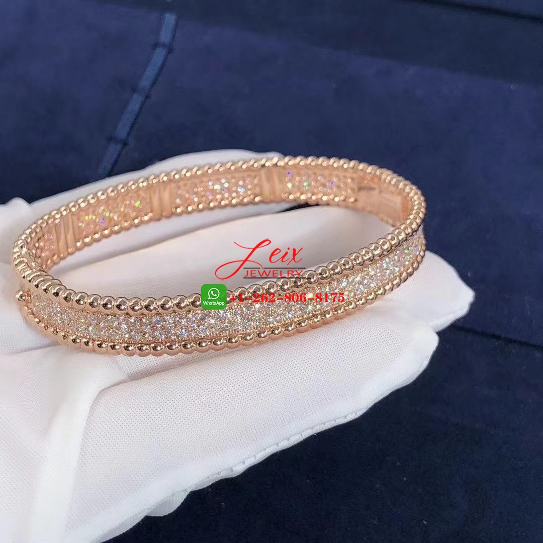 Van Cleef & Arpels Perlée Diamonds 18k Rose Gold 3 Rows Bracelet Van Cleef & Arpels Perlée Diamonds 18k Rose Gold 3 Rows Bracelet