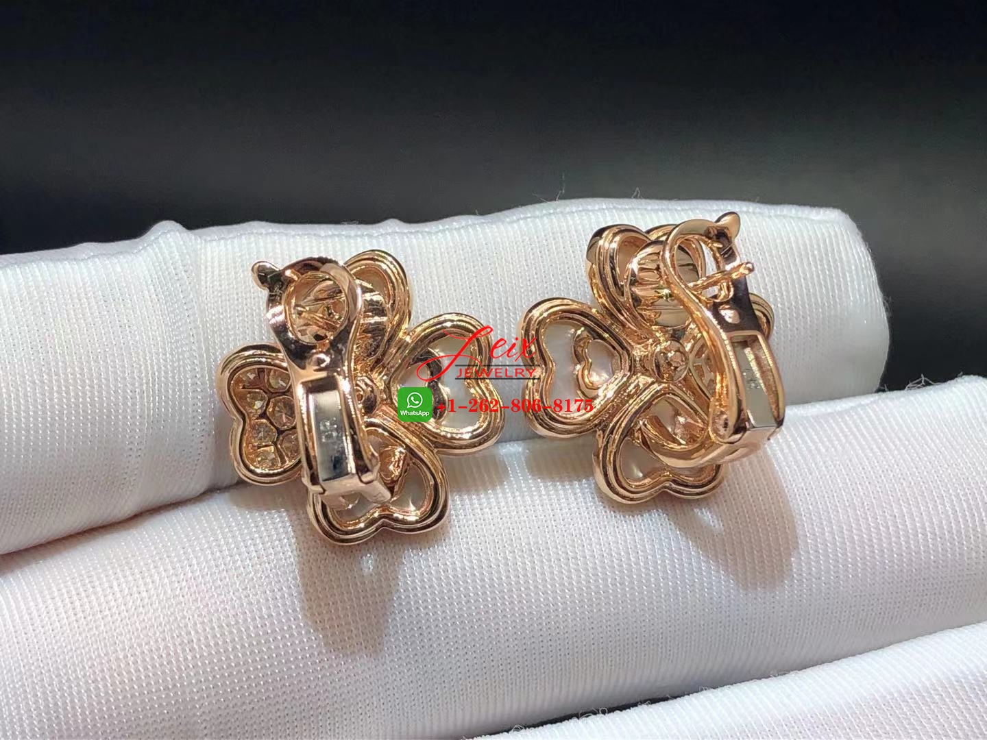 Van Cleef Cosmos 18k Pink Gold Mother of Pearl and Diamond Small Model Earrings (3) Van Cleef Cosmos 18k Pink Gold Mother of Pearl and Diamond Small Model Earrings