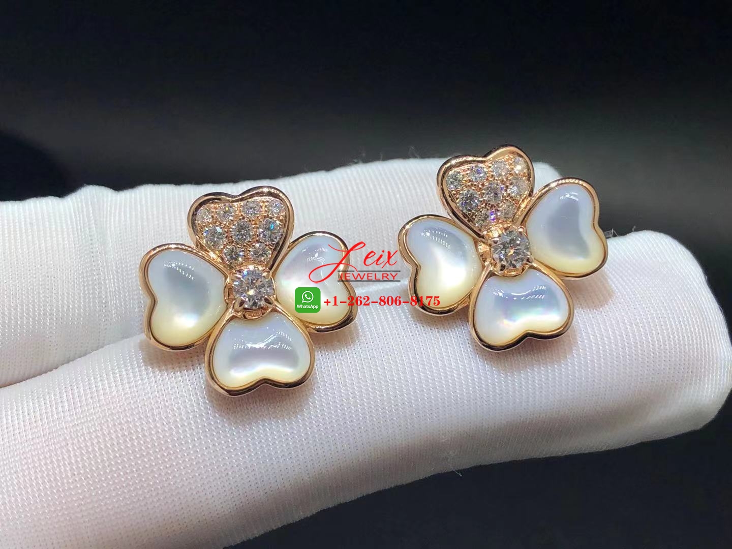 Van Cleef Cosmos 18k Pink Gold Mother of Pearl and Diamond Small Model Earrings Van Cleef Cosmos 18k Pink Gold Mother of Pearl and Diamond Small Model Earrings