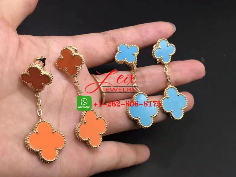 Van Cleef Magic Alhambra 2 Motifs 18K Yellow Gold Earrings Van Cleef Magic Alhambra 2 Motifs 18K Yellow Gold Earrings