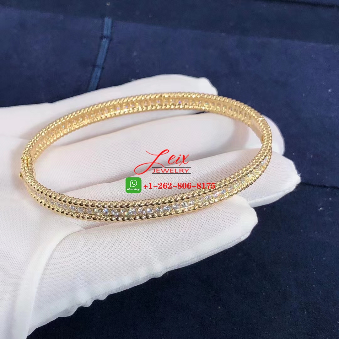 Van Cleef Perlée 2.16ct Diamonds 18K Yellow Gold 1 Row Medium Model Bracelet (7) Van Cleef Perlée 2.16ct Diamonds 18K Yellow Gold 1 Row Medium Model Bracelet