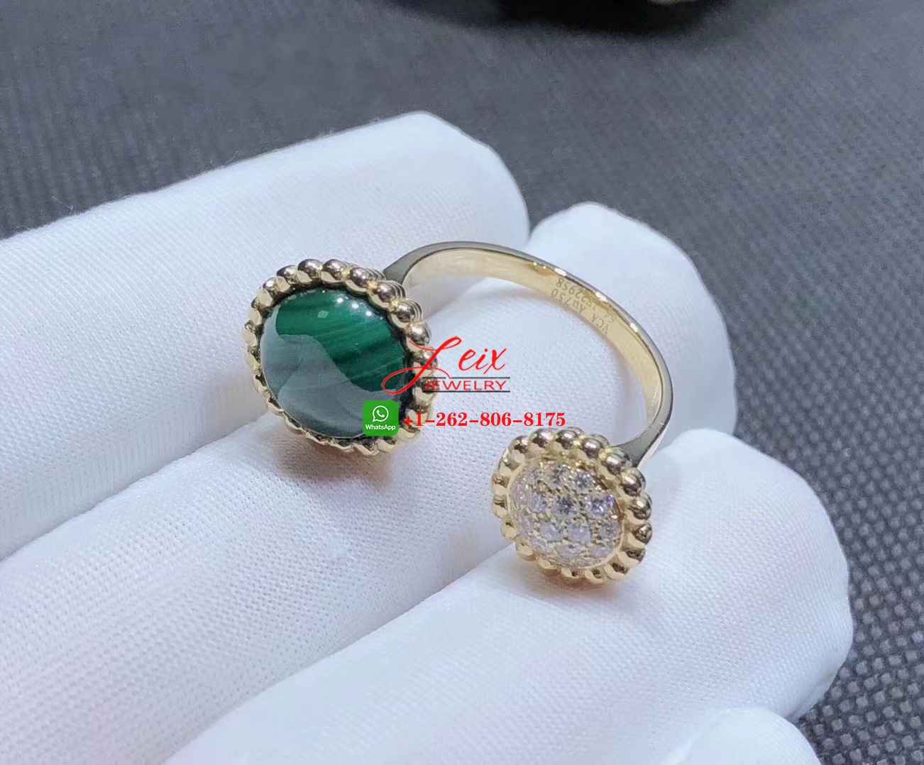 Van Cleef Perlée Couleurs 18K Yellow Gold & Diajmond Between the Finger Ring (1) Van Cleef Perlée Couleurs 18K Yellow Gold & Diajmond Between the Finger Ring