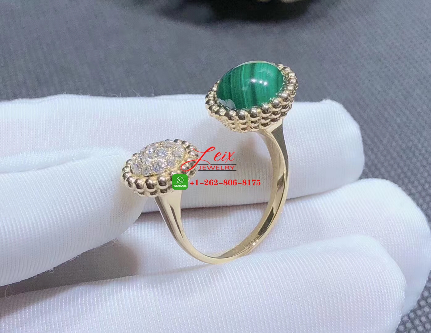 Van Cleef Perlée Couleurs 18K Yellow Gold & Diajmond Between the Finger Ring (2) Van Cleef Perlée Couleurs 18K Yellow Gold & Diajmond Between the Finger Ring