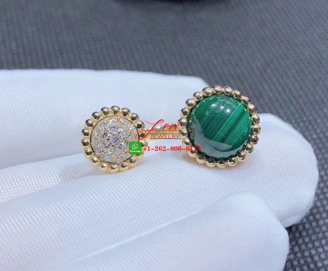 Van Cleef Perlée Couleurs 18K Yellow Gold & Diajmond Between the Finger Ring (4) Van Cleef Perlée Couleurs 18K Yellow Gold & Diajmond Between the Finger Ring
