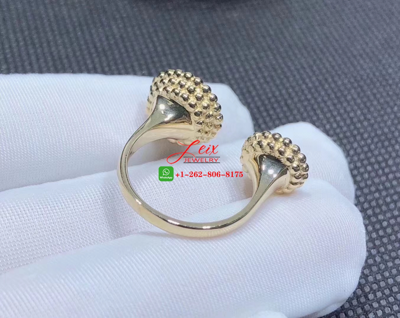 Van Cleef Perlée Couleurs 18K Yellow Gold & Diajmond Between the Finger Ring (5) Van Cleef Perlée Couleurs 18K Yellow Gold & Diajmond Between the Finger Ring