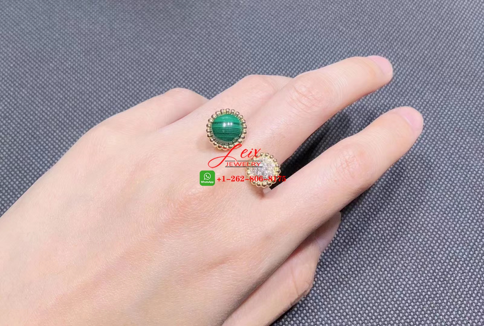 Van Cleef Perlée Couleurs 18K Yellow Gold & Diajmond Between the Finger Ring (6) Van Cleef Perlée Couleurs 18K Yellow Gold & Diajmond Between the Finger Ring