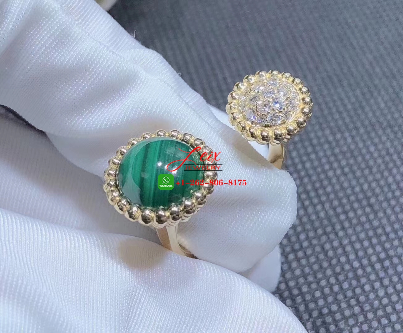 Van Cleef Perlée Couleurs 18K Yellow Gold & Diajmond Between the Finger Ring Van Cleef Perlée Couleurs 18K Yellow Gold & Diajmond Between the Finger Ring