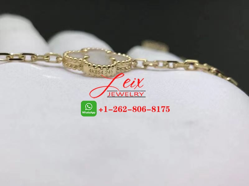 Van Cleef Vintage Alhambra 18K Yellow Gold Rock Crystal 20 Motif Long Necklace (2) Van Cleef Vintage Alhambra 18K Yellow Gold Rock Crystal 20 Motif Long Necklace