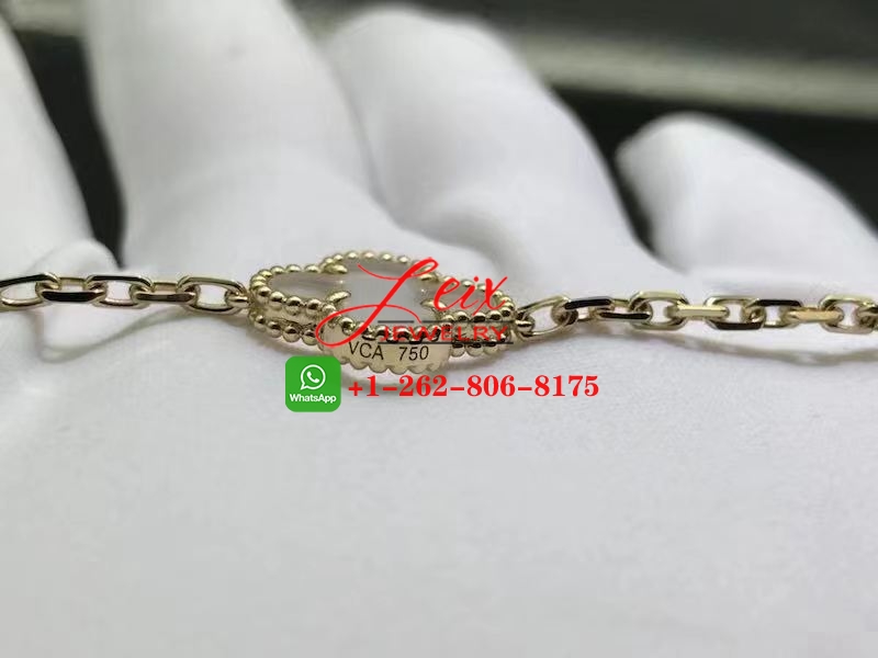 Van Cleef Vintage Alhambra 18K Yellow Gold Rock Crystal 20 Motif Long Necklace (3) Van Cleef Vintage Alhambra 18K Yellow Gold Rock Crystal 20 Motif Long Necklace