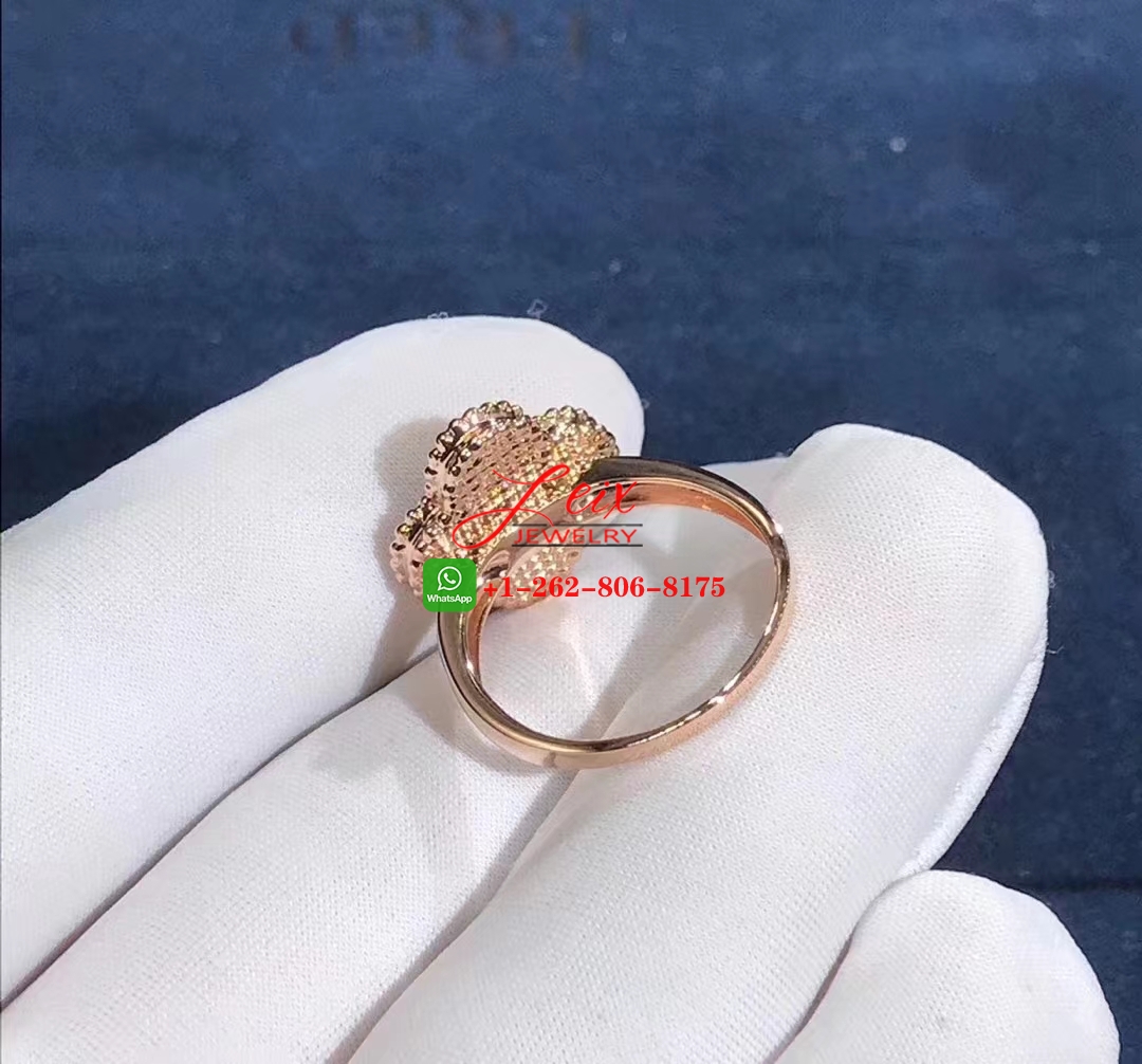 Van Cleef Vintage Alhambra 18k Yellow Gold Carnelian & Diamond Ring (2) Van Cleef Vintage Alhambra 18k Rose Gold Carnelian & Diamond Ring