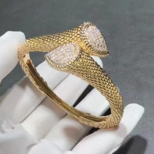 Boucheron Serpent Bohème 18k Yellow Gold 2.59ct Diamond L Motif Bangle Bracelet
