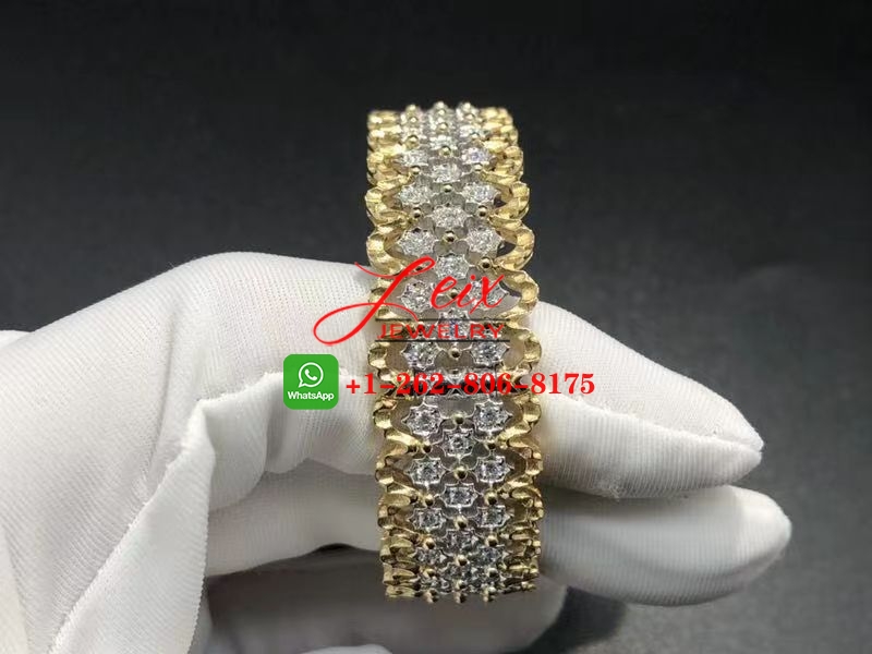 Buccellati 18k Yellow & White Gold Diamond Rombi Bangle Bracelet (1) Buccellati 18k Yellow & White Gold Diamond Rombi Bangle Bracelet