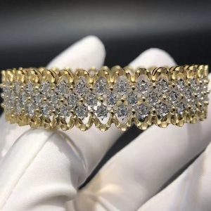 Buccellati 18k Yellow & White Gold Diamond Rombi Bangle Bracelet