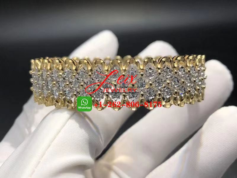 Buccellati 18k Yellow & White Gold Diamond Rombi Bangle Bracelet Buccellati 18k Yellow & White Gold Diamond Rombi Bangle Bracelet