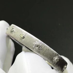 Buccellati Macri Classica 18k White Gold Diamond Bangle Bracelet
