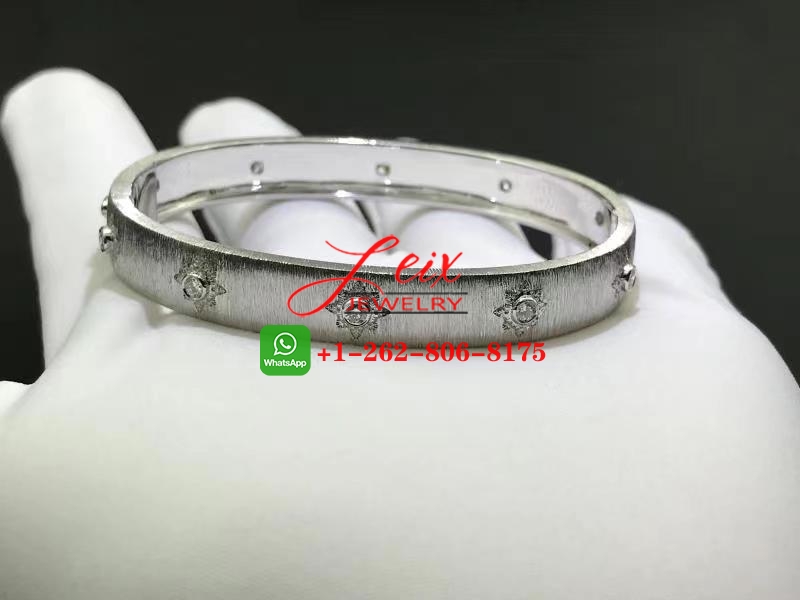 Buccellati Macri Classica 18k White Gold Diamond Bangle Bracelet (3) Buccellati Macri Classica 18k White Gold Diamond Bangle Bracelet