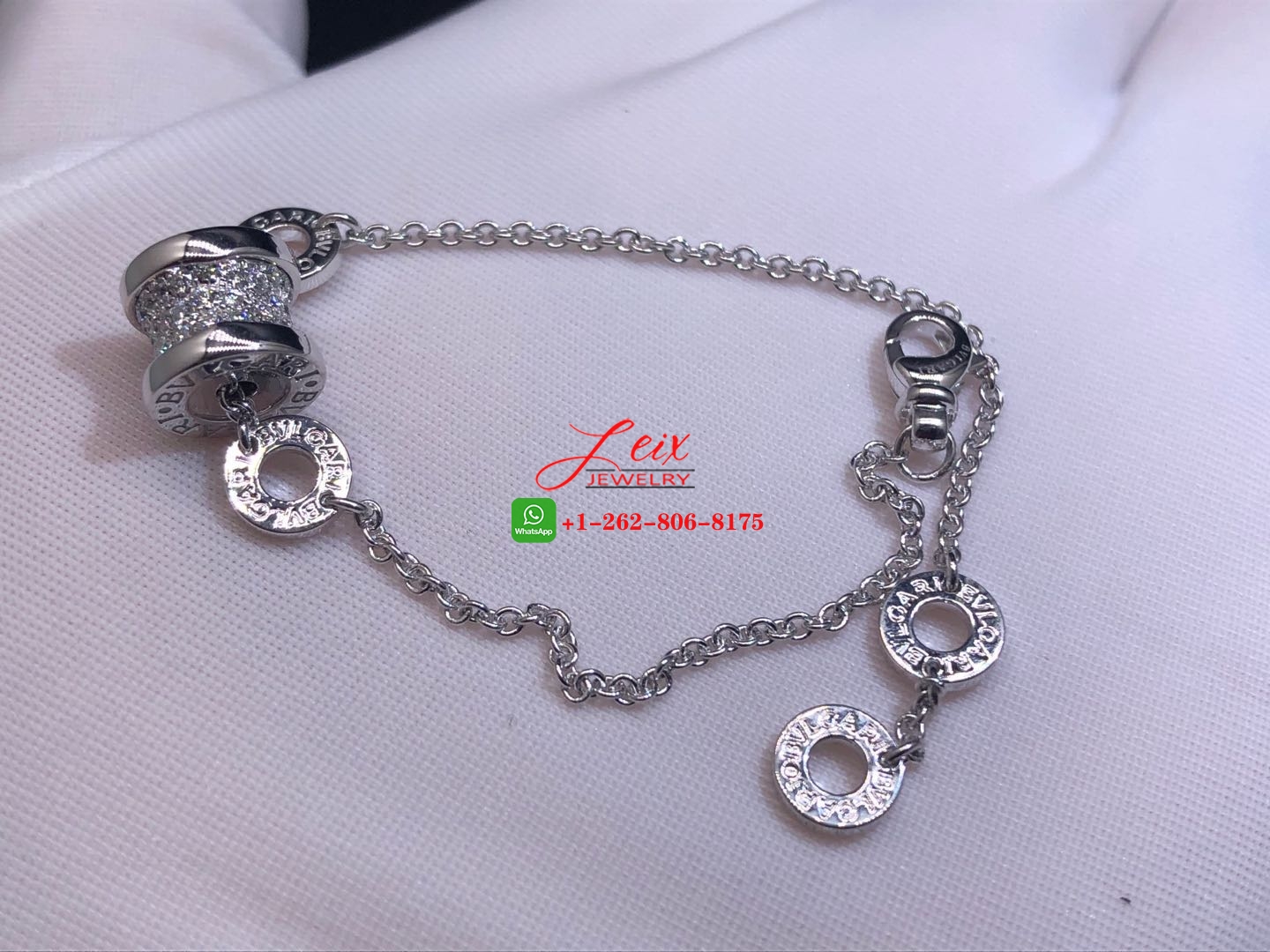 Bulgari B.zero1 18K White Gold Pave Diamond Soft Bracelet (4) Bulgari B.zero1 18K White Gold Pave Diamond Soft Bracelet