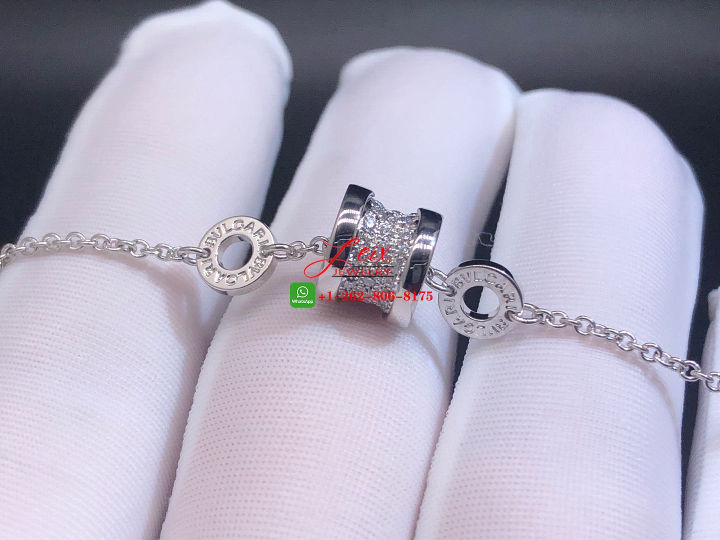 Bulgari B.zero1 18K White Gold Pave Diamond Soft Bracelet Bulgari B.zero1 18K White Gold Pave Diamond Soft Bracelet
