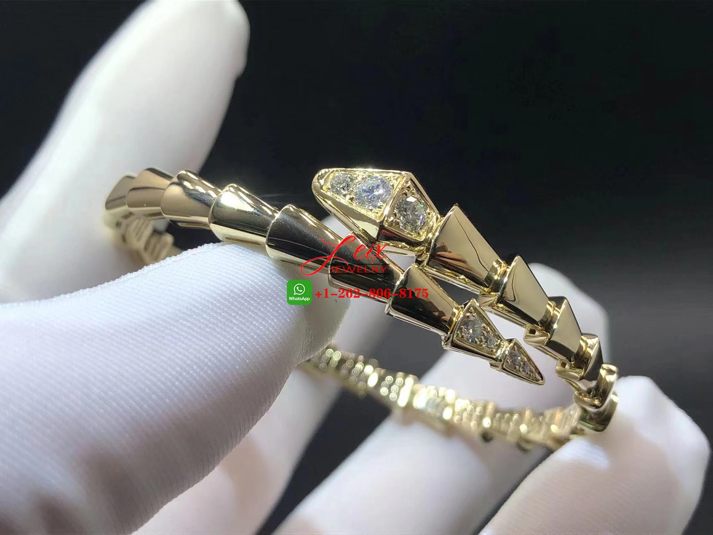 Bvlgari 18k Yellow Gold Serpenti Viper 0.47ct Demi-pavé Diamond Snake Bracelet Bvlgari 18k Yellow Gold Serpenti Viper 0.47ct Demi-pavé Diamond Snake Bracelet