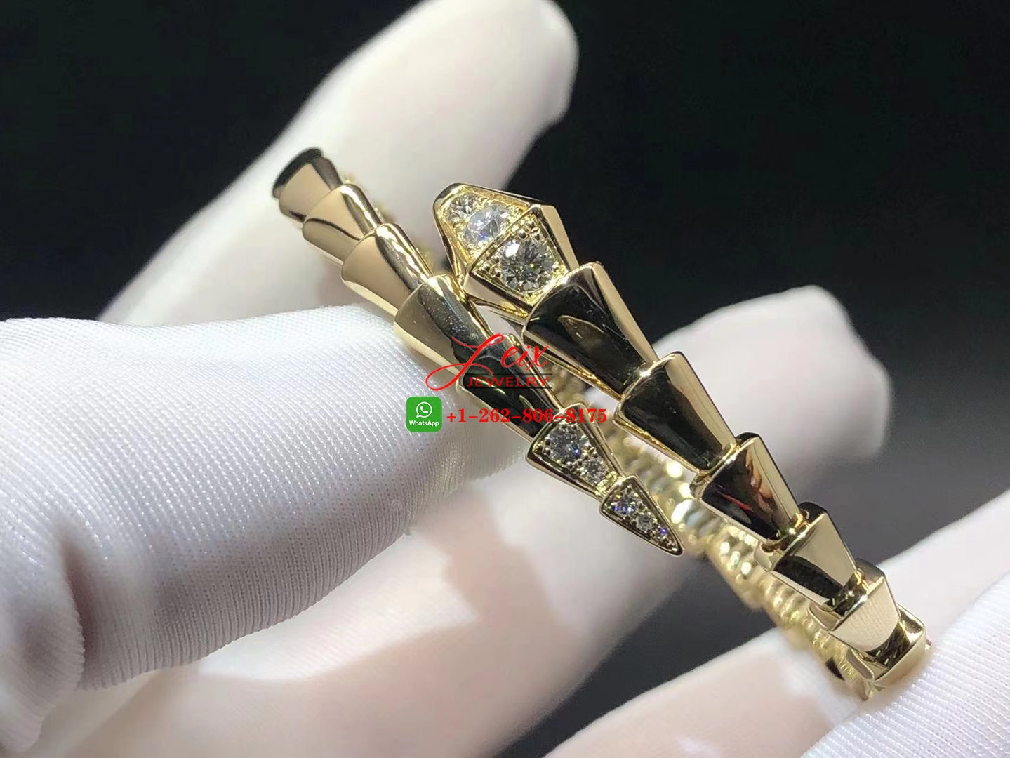 Bvlgari 18k Yellow Gold Serpenti Viper 0.47ct Demi-pavé Diamond Snake Bracelet Bvlgari 18k Yellow Gold Serpenti Viper 0.47ct Demi-pavé Diamond Snake Bracelet