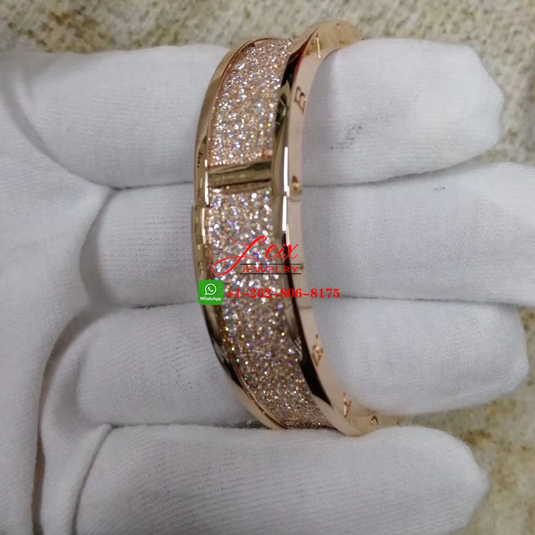 Bvlgari B.zero1 18k Rose Gold 9.52ct Diamond Paved Large Bangle Bracelet (1) Bvlgari B.zero1 18k Rose Gold 9.52ct Diamond Paved Large Bangle Bracelet