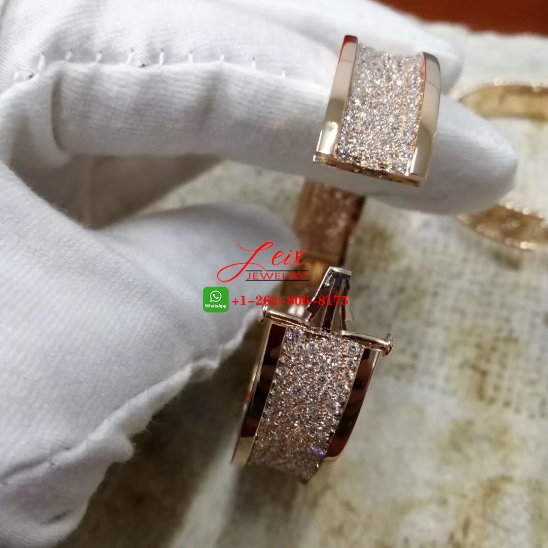 Bvlgari B.zero1 18k Rose Gold 9.52ct Diamond Paved Large Bangle Bracelet (3) Bvlgari B.zero1 18k Rose Gold 9.52ct Diamond Paved Large Bangle Bracelet