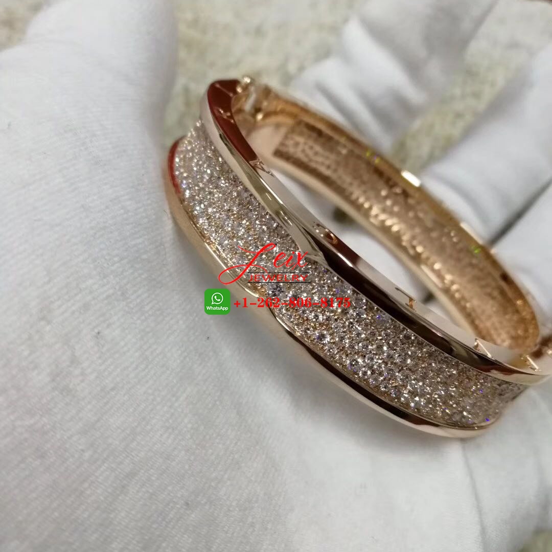 Bvlgari B.zero1 18k Rose Gold 9.52ct Diamond Paved Large Bangle Bracelet Bvlgari B.zero1 18k Rose Gold 9.52ct Diamond Paved Large Bangle Bracelet