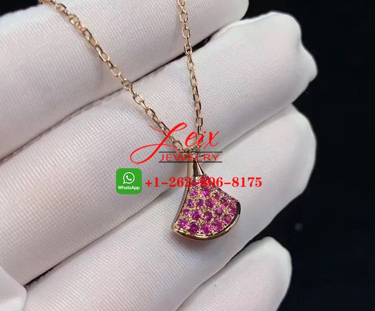 Bvlgari Divas' Dream 18K Rose Gold with Pink Sapphires Pendant Necklace (2) Bvlgari Divas' Dream 18K Rose Gold with Pink Sapphires Pendant Necklace