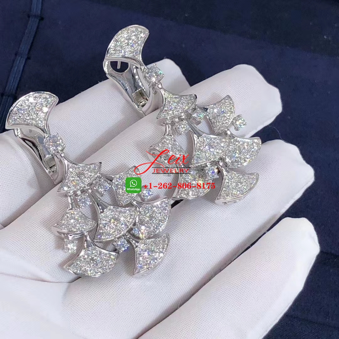 Bvlgari Divas' Dream 18K White Gold 7.95CT Diamond Drop Earrings (2) Bvlgari Divas' Dream 18K White Gold 7.95CT Diamond Drop Earrings