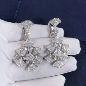 Bvlgari Divas' Dream 18K White Gold 7.95CT Diamond Drop Earrings