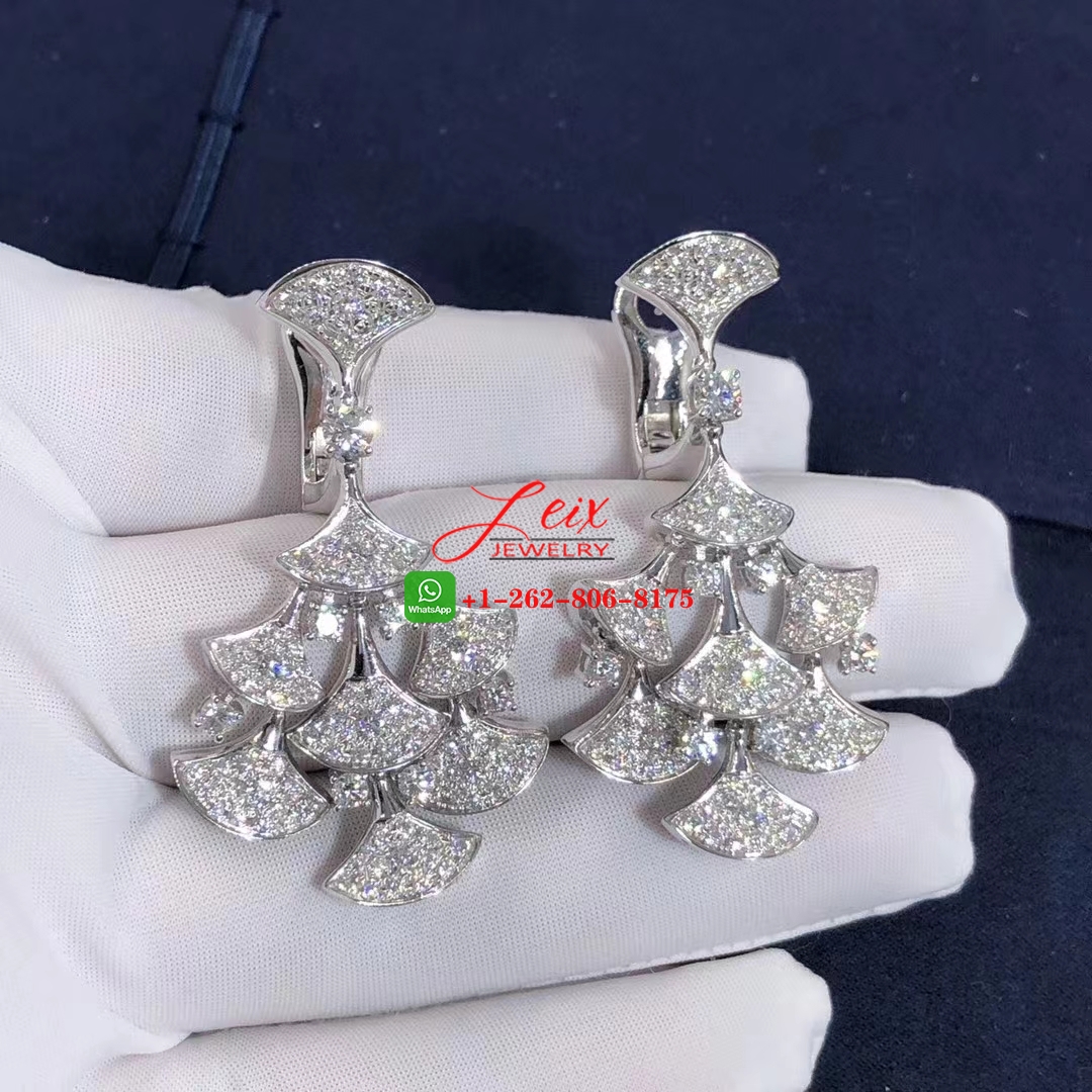 Bvlgari Divas' Dream 18K White Gold 7.95CT Diamond Drop Earrings Bvlgari Divas' Dream 18K White Gold 7.95CT Diamond Drop Earrings