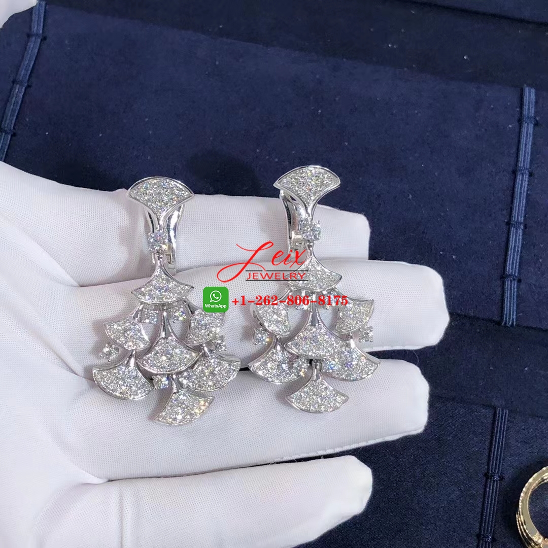 Bvlgari Divas' Dream 18K White Gold 7.95CT Diamond Drop Earrings Bvlgari Divas' Dream 18K White Gold 7.95CT Diamond Drop Earrings