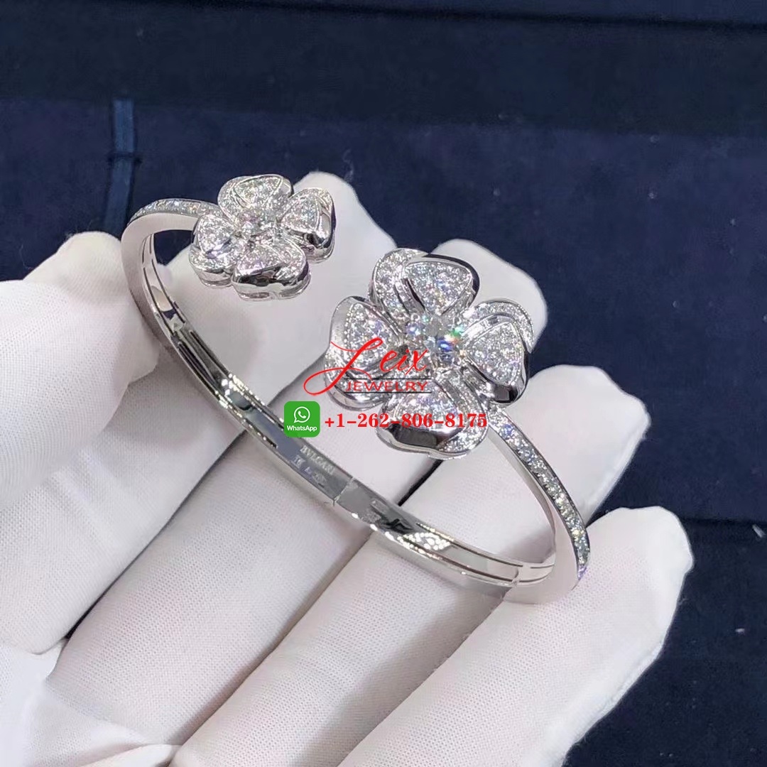 Bvlgari Fiorever 18k White Gold Diamond Paved Flower Bracelet Bvlgari Fiorever 18k White Gold Diamond Paved Flower Bracelet