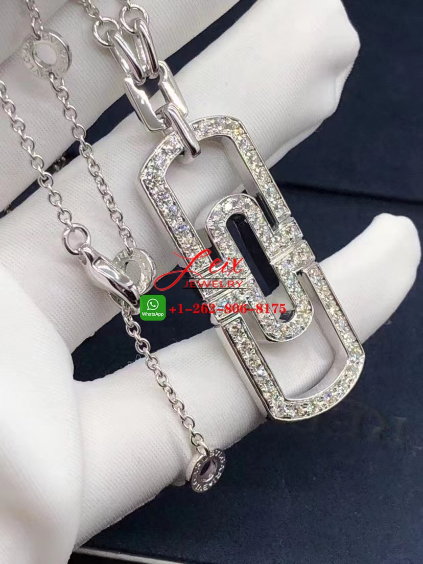 Bvlgari Parentesi 18K White Gold Full Pavé Diamonds Pendant Necklace (1) Bvlgari Parentesi 18K White Gold Full Pavé Diamonds Pendant Necklace