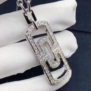 Bvlgari Parentesi 18K White Gold Full Pavé Diamonds Pendant Necklace