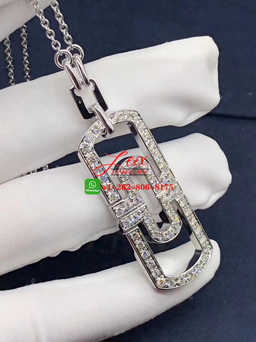 Bvlgari Parentesi 18K White Gold Full Pavé Diamonds Pendant Necklace (4) Bvlgari Parentesi 18K White Gold Full Pavé Diamonds Pendant Necklace
