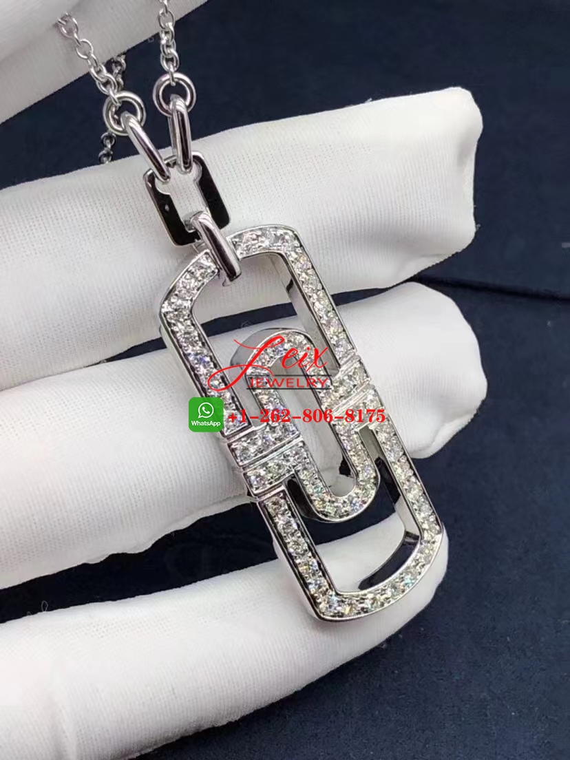 Bvlgari Parentesi 18K White Gold Full Pavé Diamonds Pendant Necklace Bvlgari Parentesi 18K White Gold Full Pavé Diamonds Pendant Necklace