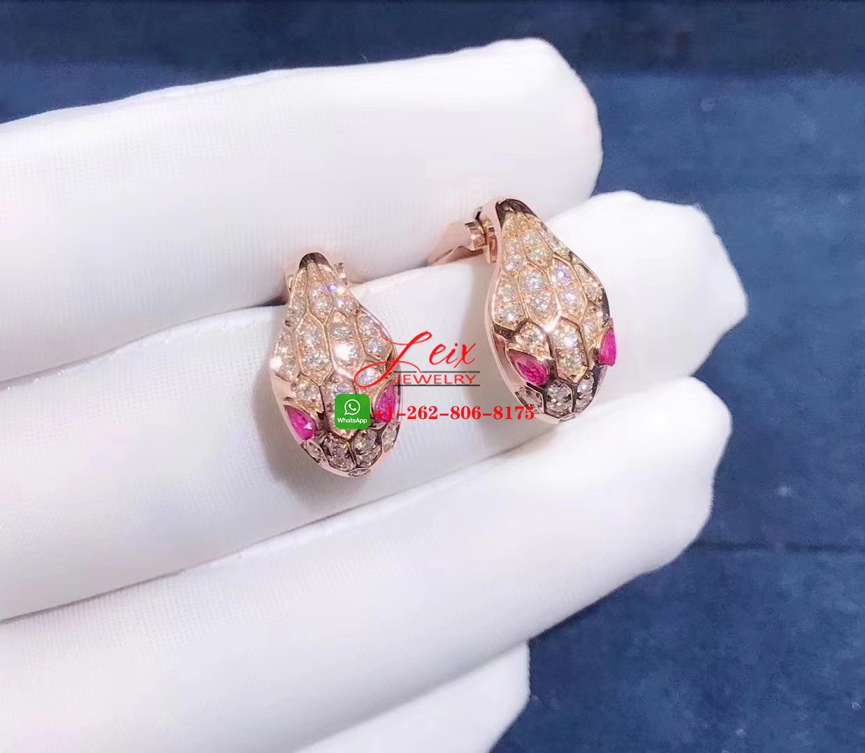 Bvlgari Serpenti 18K Rose Gold Rubellite and Diamond Earrings Bvlgari Serpenti 18K Rose Gold Rubellite and Diamond Earrings