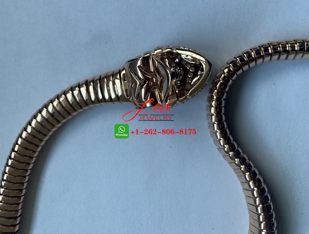 Bvlgari Serpenti Tubogas 18k Rose Gold Diamond Necklace (2) Bvlgari Serpenti Tubogas 18k Rose Gold Diamond Necklace
