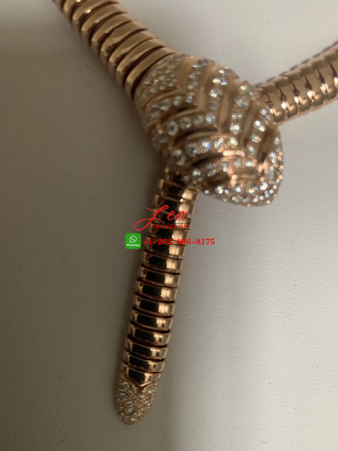 Bvlgari Serpenti Tubogas 18k Rose Gold Diamond Necklace (3) Bvlgari Serpenti Tubogas 18k Rose Gold Diamond Necklace