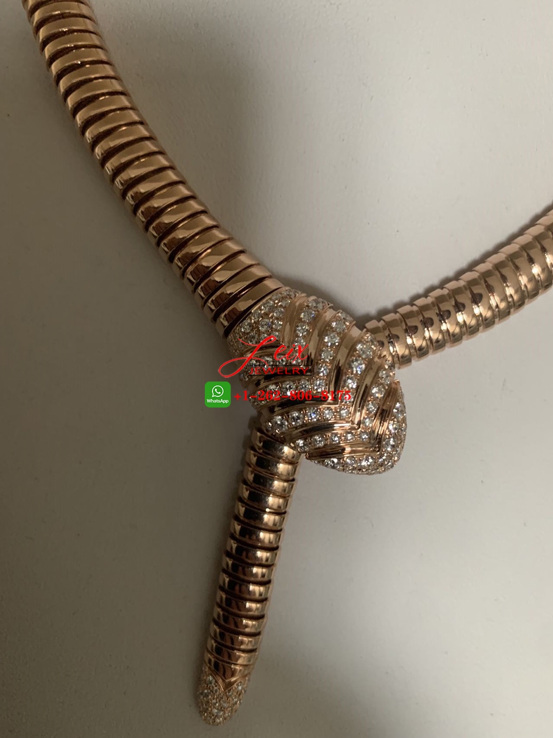 Bvlgari Serpenti Tubogas 18k Rose Gold Diamond Necklace (4) Bvlgari Serpenti Tubogas 18k Rose Gold Diamond Necklace