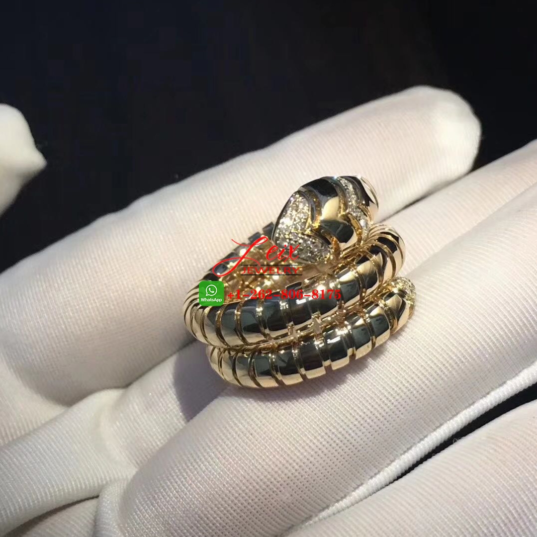 Bvlgari Serpenti Tubogas Diamond 18K Rose Gold Double Spiral Ring Bvlgari Serpenti Tubogas Diamond 18K Rose Gold Double Spiral Ring