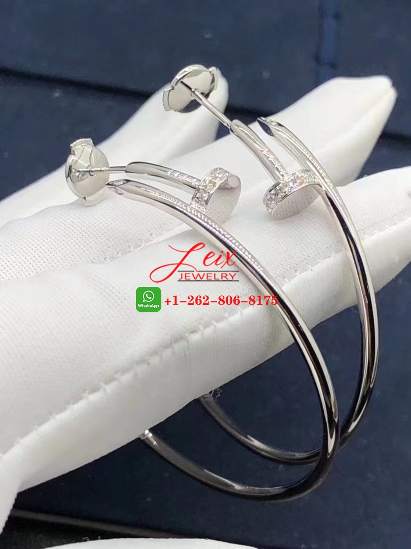 Cartier 18k White Gold Juste un Clou 0.17ct Diamond Hoop Nail Earrings (3) Cartier 18k White Gold Juste un Clou 0.17ct Diamond Hoop Nail Earrings