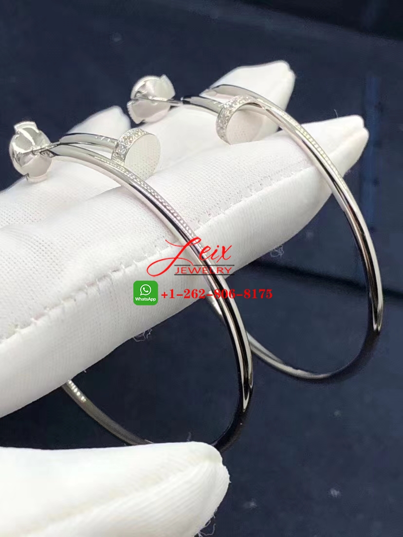 Cartier 18k White Gold Juste un Clou 0.17ct Diamond Hoop Nail Earrings (5) Cartier 18k White Gold Juste un Clou 0.17ct Diamond Hoop Nail Earrings